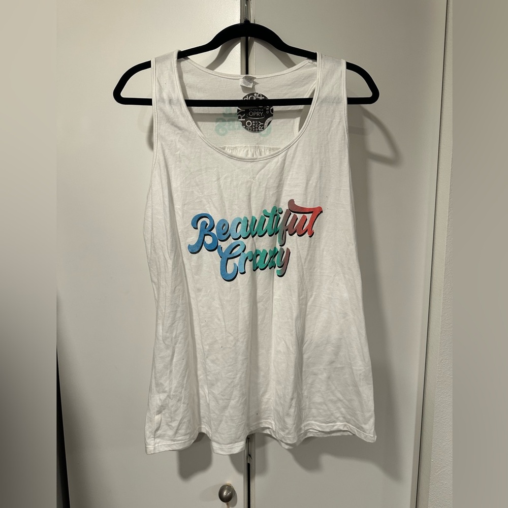 Beautiful Crazy Graphic White Tank Top Luke Combs NWT